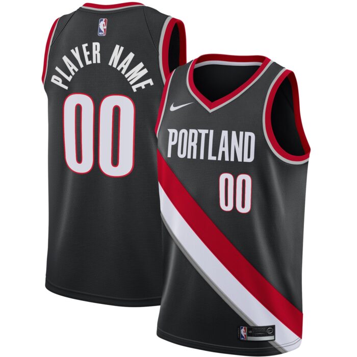 Men’s Portland Trail Blazers Nike Black Swingman Custom Jersey – Icon Edition