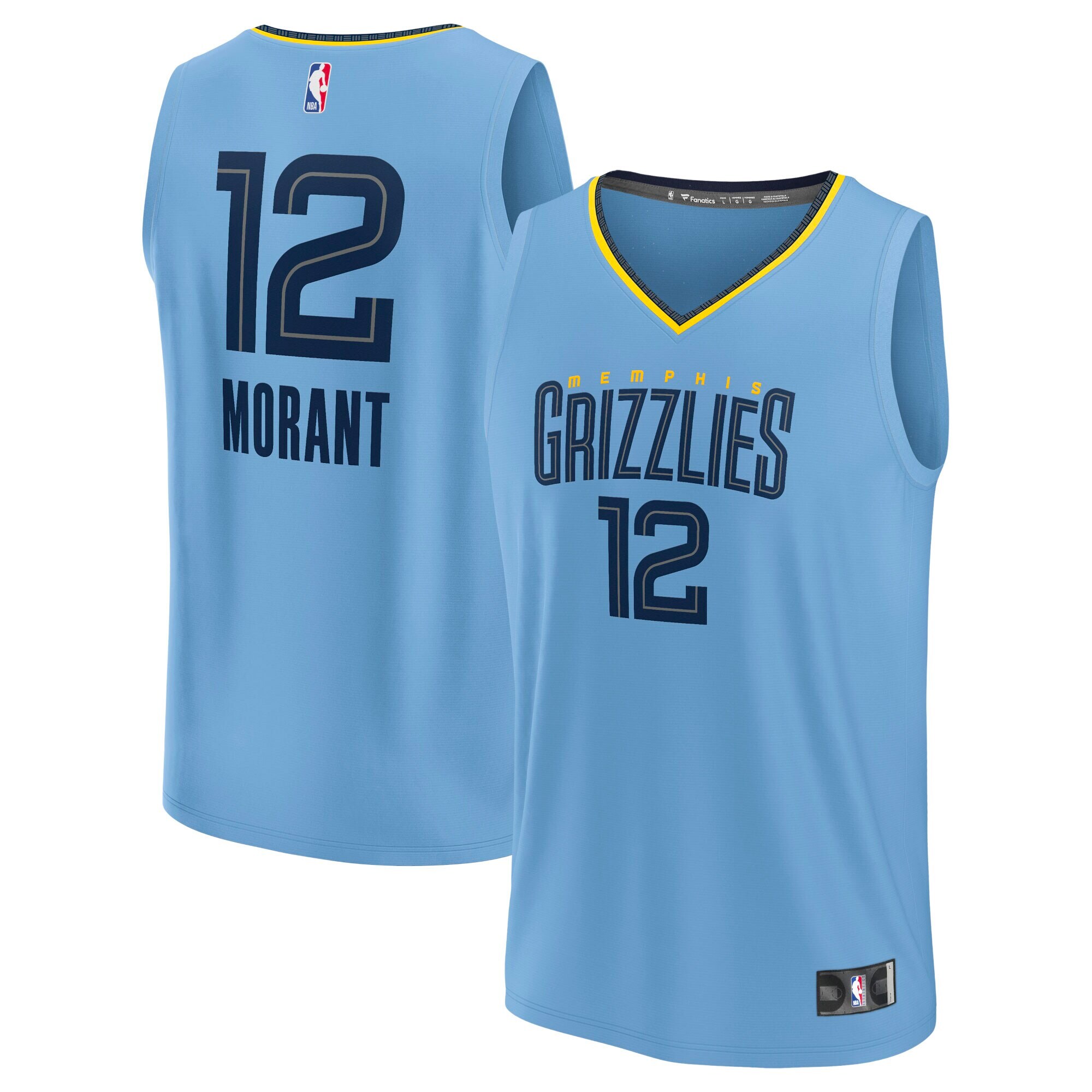 Youth Memphis Grizzlies Ja Morant Fanatics Light Blue Fast Break Player Jersey – Statement Edition