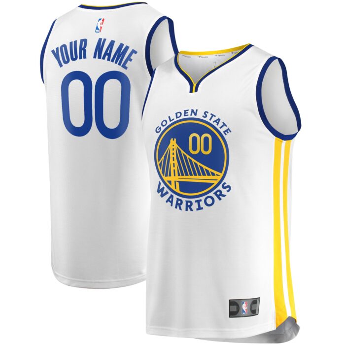 Men’s Golden State Warriors Fanatics White Fast Break Custom Replica Jersey – Association Edition