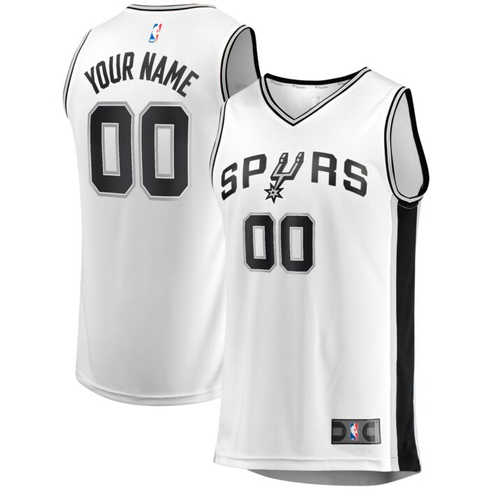 Men’s San Antonio Spurs Fanatics White Fast Break Custom Replica Jersey – Association Edition