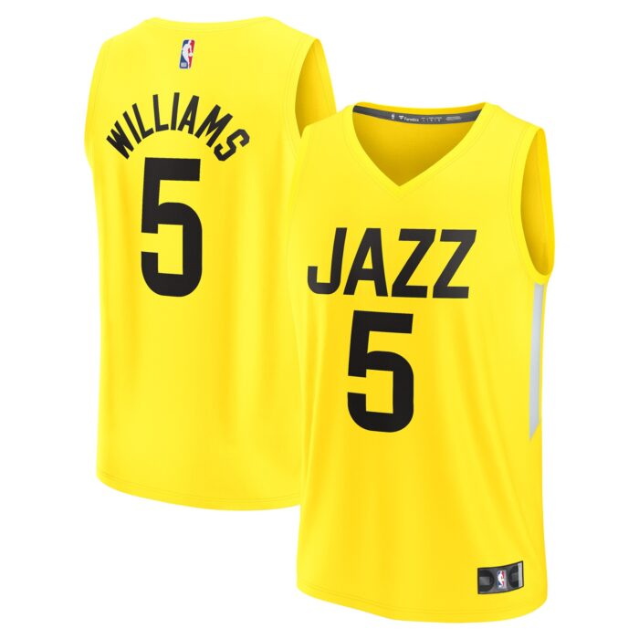 Men’s Utah Jazz Cody Williams Fanatics Yellow 2024 NBA Draft Fast Break Player Jersey – Icon Edition