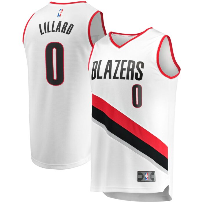 Men’s Portland Trail Blazers Damian Lillard Fanatics White Fast Break Replica Jersey – Association Edition