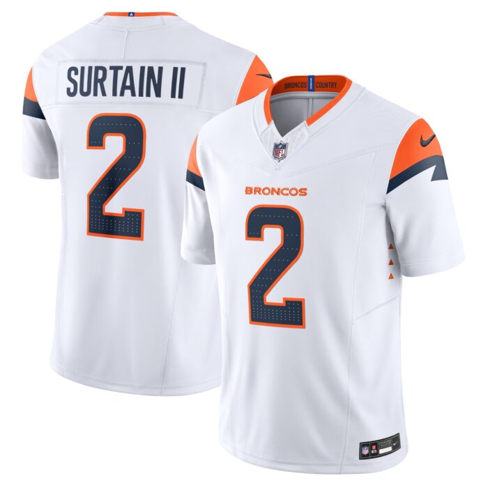 Men’s Denver Broncos Patrick Surtain II Nike White Mile High Collection Vapor F.U.S.E. Limited Jersey