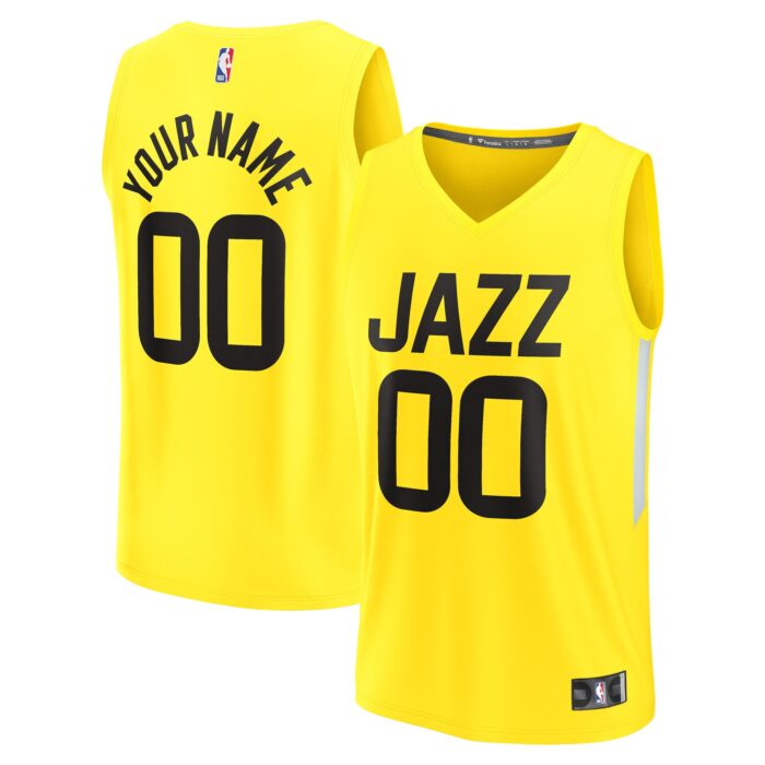 Men’s Utah Jazz Fanatics Yellow Fast Break Replica Custom Jersey – Icon Edition