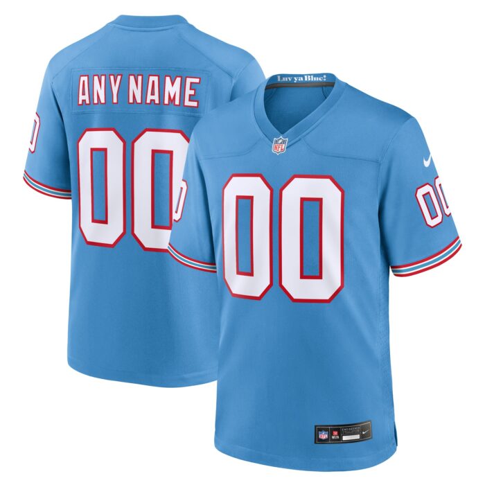 Men’s Tennessee Titans Nike Light Blue Oilers Throwback Custom Game Jersey