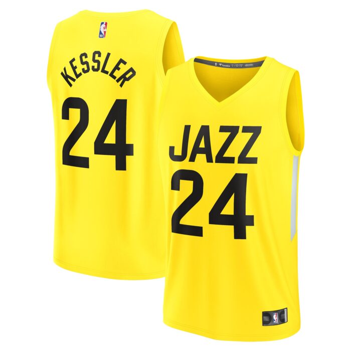 Men’s Utah Jazz Walker Kessler Fanatics Yellow Fast Break Replica Player Jersey – Icon Edition