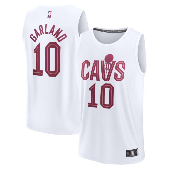 Men’s Cleveland Cavaliers Darius Garland Fanatics White Fast Break Replica Player Jersey – Association Edition