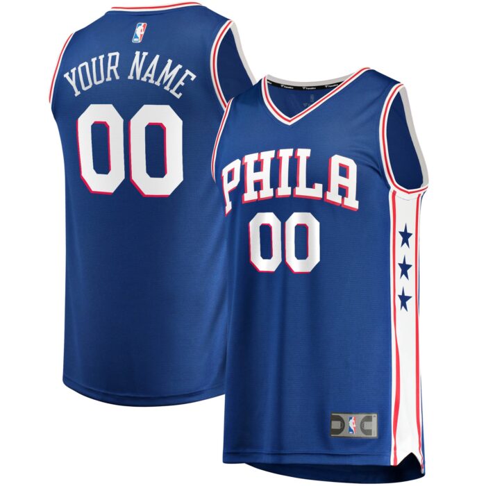 Youth Philadelphia 76ers Fanatics Royal Fast Break Custom Replica Jersey – Icon Edition