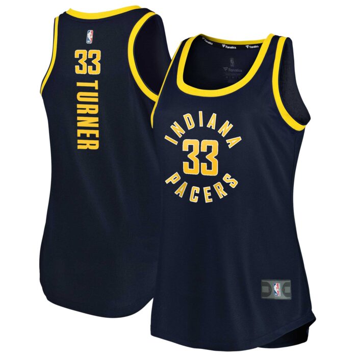 Women’s Indiana Pacers Myles Turner Fanatics Navy Fast Break Tank Jersey – Icon Edition