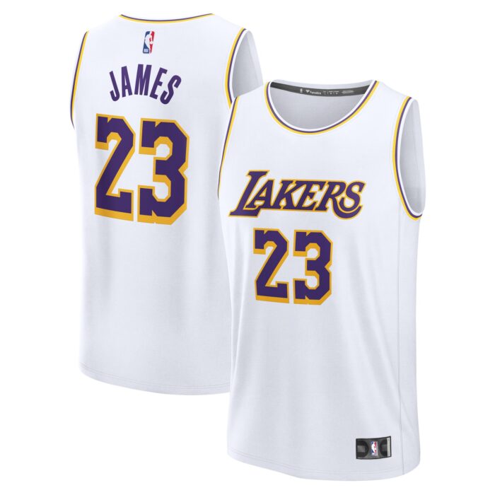 Youth Los Angeles Lakers LeBron James Fanatics White Fast Break Replica Player Jersey – Association Edition