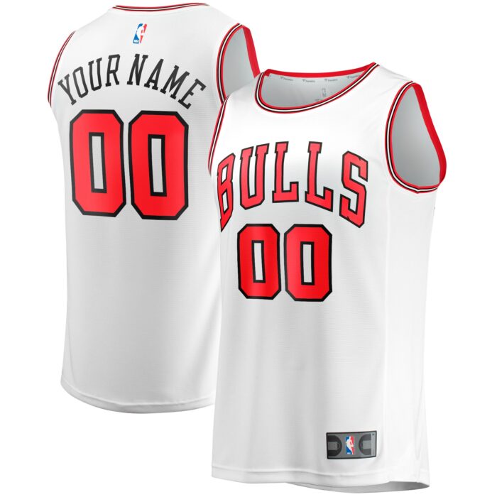 Men’s Chicago Bulls Fanatics White Fast Break Custom Replica Jersey – Association Edition