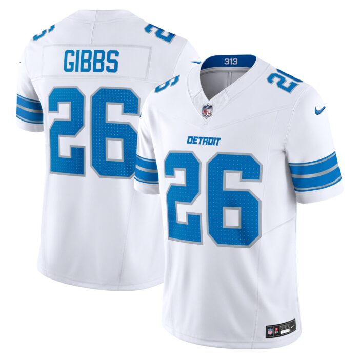 Men’s Detroit Lions Jahmyr Gibbs Nike White Vapor F.U.S.E. Limited Jersey