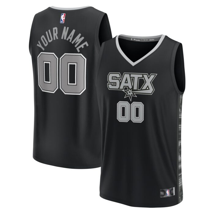 Youth San Antonio Spurs Fanatics Black Fast Break Replica Custom Jersey – Statement Edition