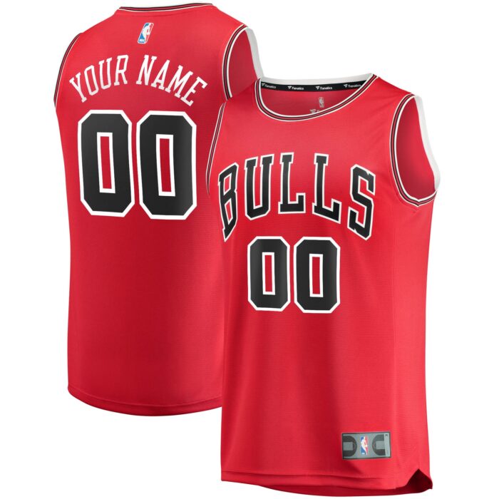 Men’s Chicago Bulls Fanatics Red Fast Break Custom Replica Jersey – Icon Edition