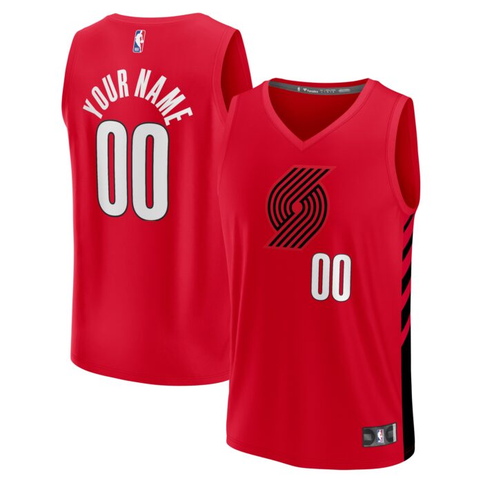 Men’s Portland Trail Blazers Fanatics Red Fast Break Custom Replica Jersey – Statement Edition