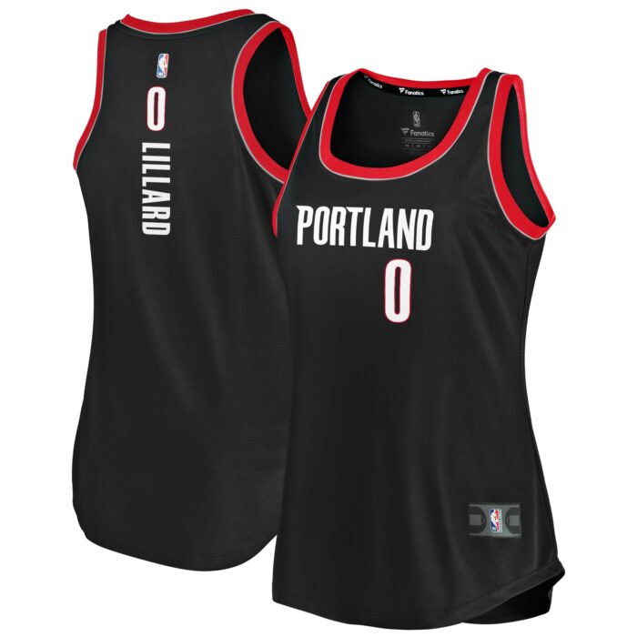 Women’s Portland Trail Blazers Damian Lillard Fanatics Black Fast Break Tank Jersey – Icon Edition