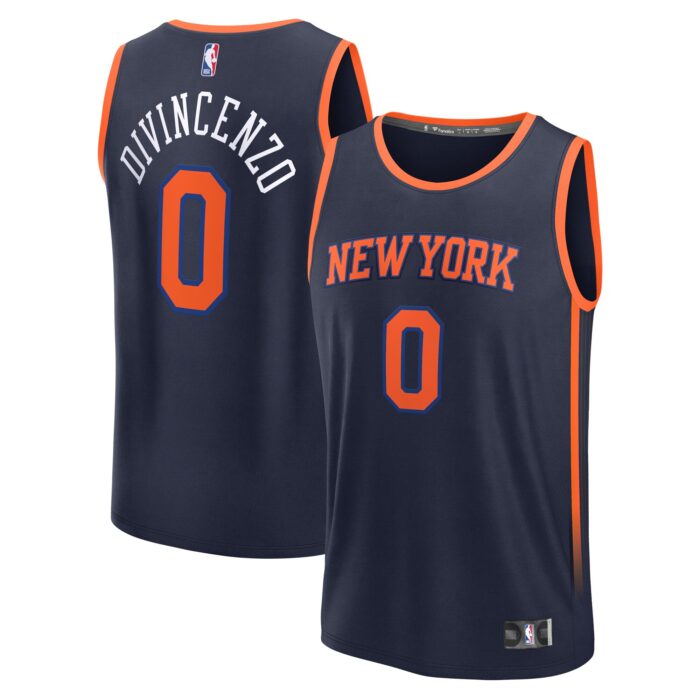 Men’s New York Knicks Donte DiVincenzo Fanatics Navy Fast Break Replica Player Jersey – Statement Edition