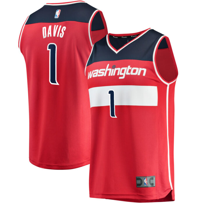 Youth Washington Wizards Johnny Davis Fanatics Red Fast Break Replica Jersey – Icon Edition