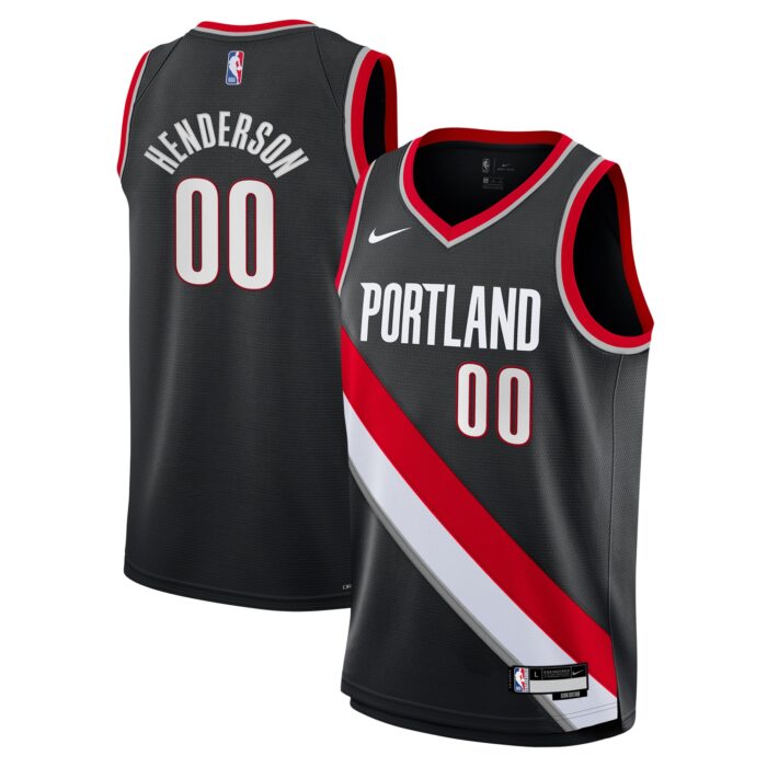 Youth Portland Trail Blazers Scoot Henderson Nike Black Swingman Jersey – Icon Edition