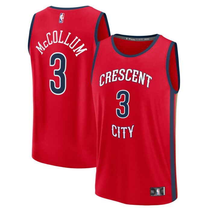 Men’s New Orleans Pelicans CJ McCollum Fanatics Red Fast Break Replica Jersey – Statement Edition