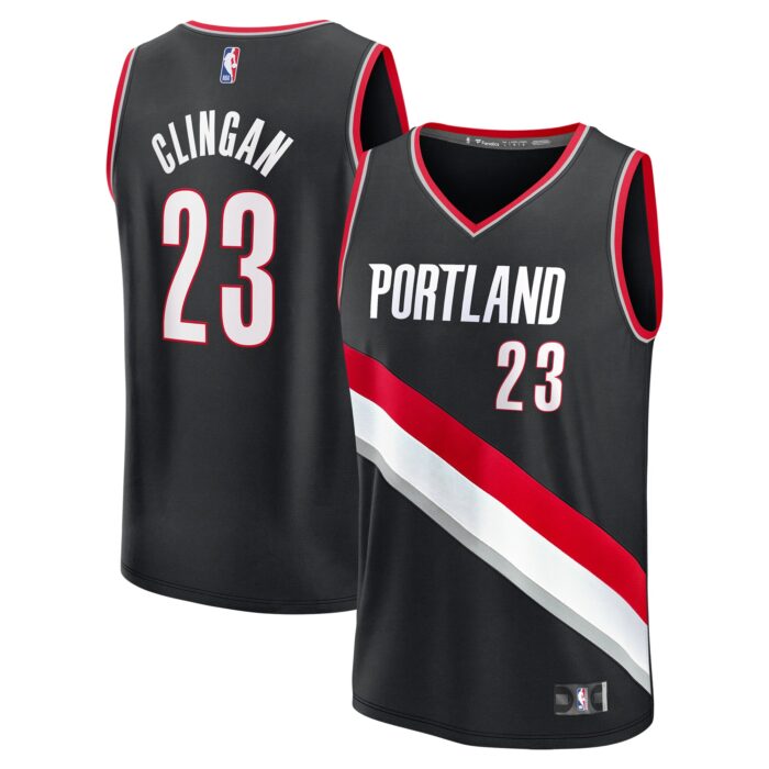 Men’s Portland Trail Blazers Donovan Clingan Fanatics Black 2024 NBA Draft Fast Break Player Jersey – Icon Edition