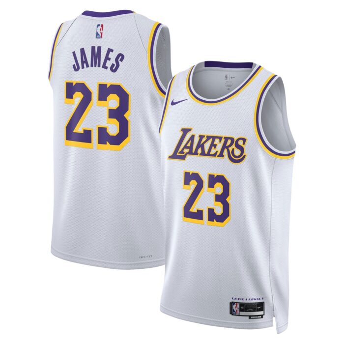 Unisex Los Angeles Lakers LeBron James Nike White Swingman Jersey – Association Edition