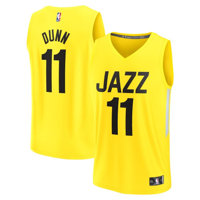 Youth Utah Jazz Kris Dunn Fanatics Yellow Fast Break Player Jersey – Icon Edition