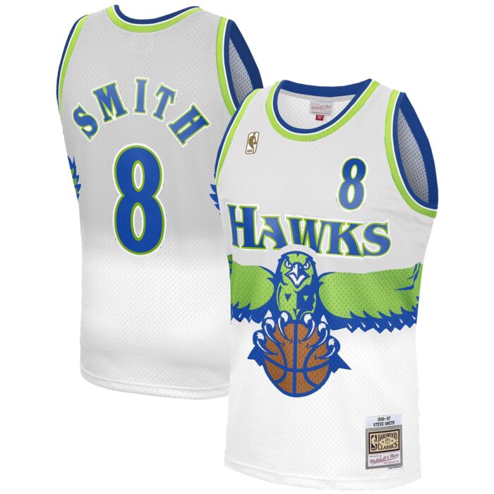 Men’s Atlanta Hawks Steve Smith Mitchell & Ness White 1996-97 Hardwood Classics Reload 3.0 Swingman Jersey