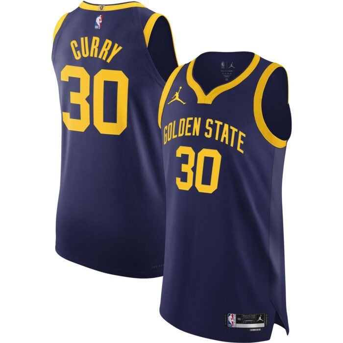 Men’s Golden State Warriors Stephen Curry Jordan Brand Royal Authentic Player Jersey – Statement Edition