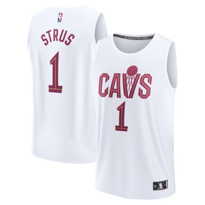 Youth Cleveland Cavaliers Max Strus Fanatics White Fast Break Replica Player Jersey – Association Edition