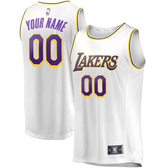 Youth Los Angeles Lakers Fanatics White Fast Break Replica Custom Jersey – Association Edition