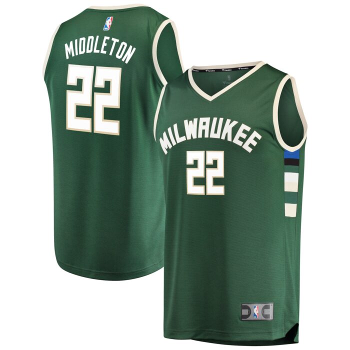 Men’s Milwaukee Bucks Khris Middleton Fanatics Green Fast Break Road Replica Player Jersey – Icon Edition