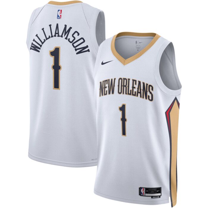 Unisex New Orleans Pelicans Zion Williamson Nike White Swingman Jersey – Association Edition