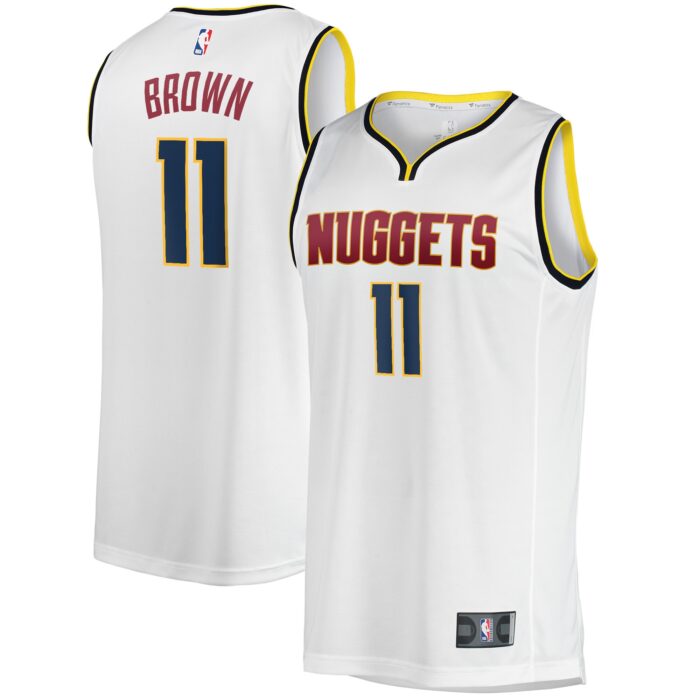 Men’s Denver Nuggets Bruce Brown Fanatics White Fast Break Player Jersey – Association Edition