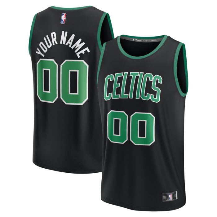 Men’s Boston Celtics Fanatics Black Fast Break Replica Custom Jersey – Statement Edition