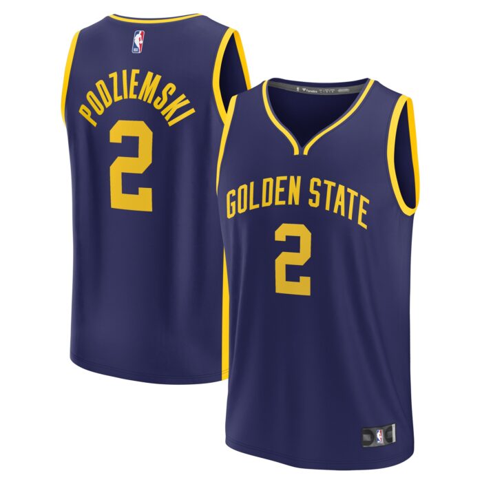 Men’s Golden State Warriors Brandin Podziemski Fanatics Navy Fast Break Replica Jersey – Statement Edition