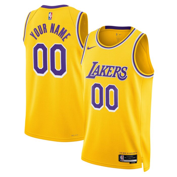 Unisex Los Angeles Lakers Nike Gold Swingman Custom Jersey – Icon Edition