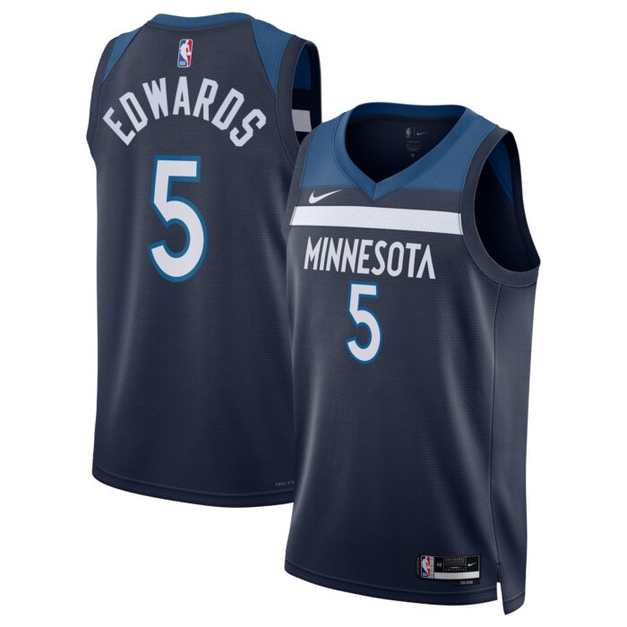 Unisex Minnesota Timberwolves Anthony Edwards Nike Navy Badge Swingman Replica Jersey – Icon Edition
