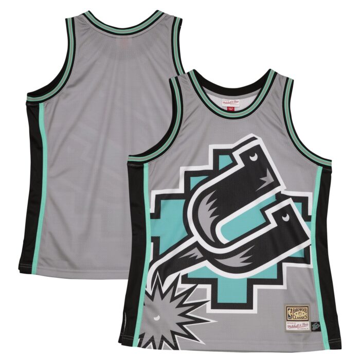Men’s San Antonio Spurs Mitchell & Ness Gray Hardwood Classics Blown Out Fashion Jersey