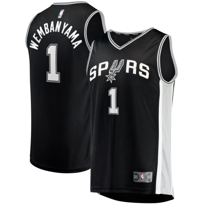 Youth San Antonio Spurs Victor Wembanyama Fanatics Black Fast Break Replica Jersey – Icon Edition