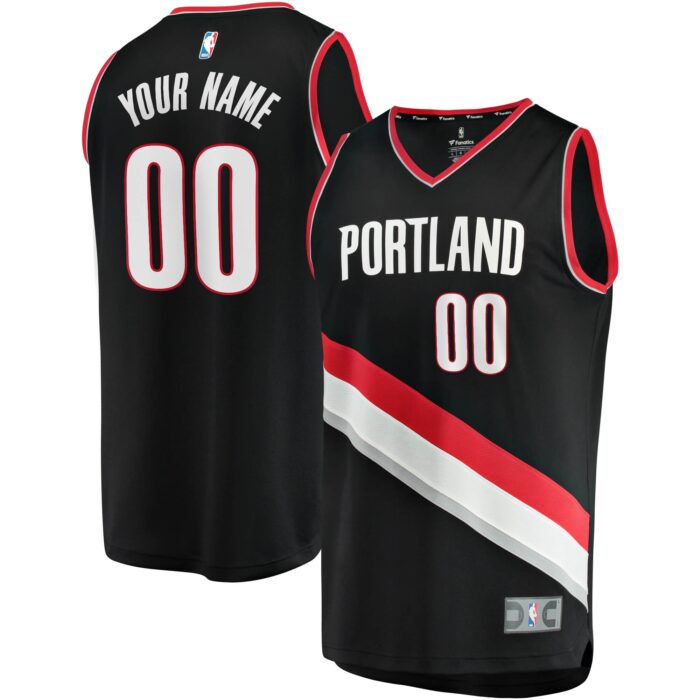 Youth Portland Trail Blazers Fanatics Black Fast Break Custom Replica Jersey – Icon Edition