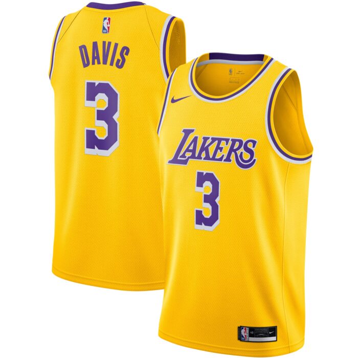 Men’s Los Angeles Lakers Anthony Davis Nike Gold Swingman Jersey – Icon Edition