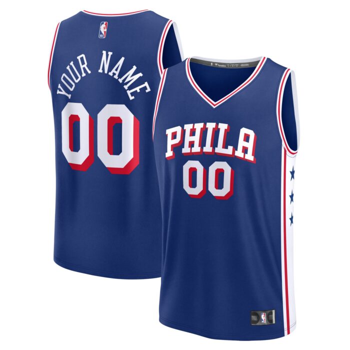 Men’s Philadelphia 76ers Fanatics Blue Custom Fast Break Jersey – Icon Edition