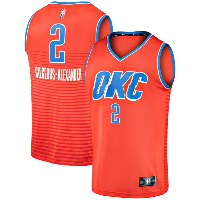 Men’s Oklahoma City Thunder Shai Gilgeous-Alexander Fanatics Orange Fast Break Team Replica Jersey – Statement Edition