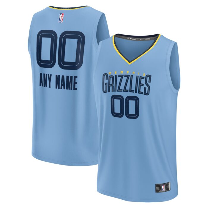 Youth Memphis Grizzlies Fanatics Light Blue Fast Break Replica Custom Jersey – Statement Edition