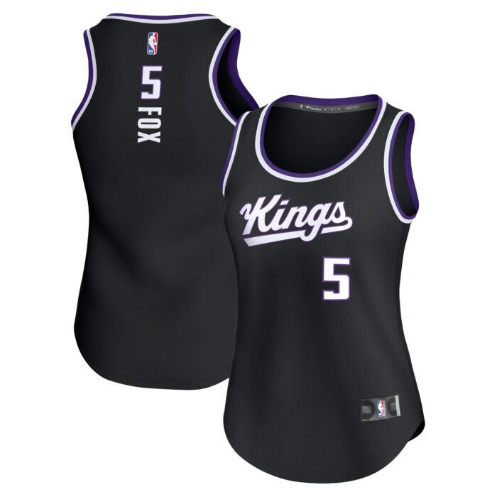 Women’s Sacramento Kings De’Aaron Fox Fanatics Black Fast Break Player Jersey – Icon Edition