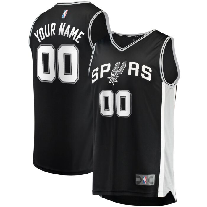 Youth San Antonio Spurs Fanatics Black Fast Break Custom Replica Jersey – Icon Edition