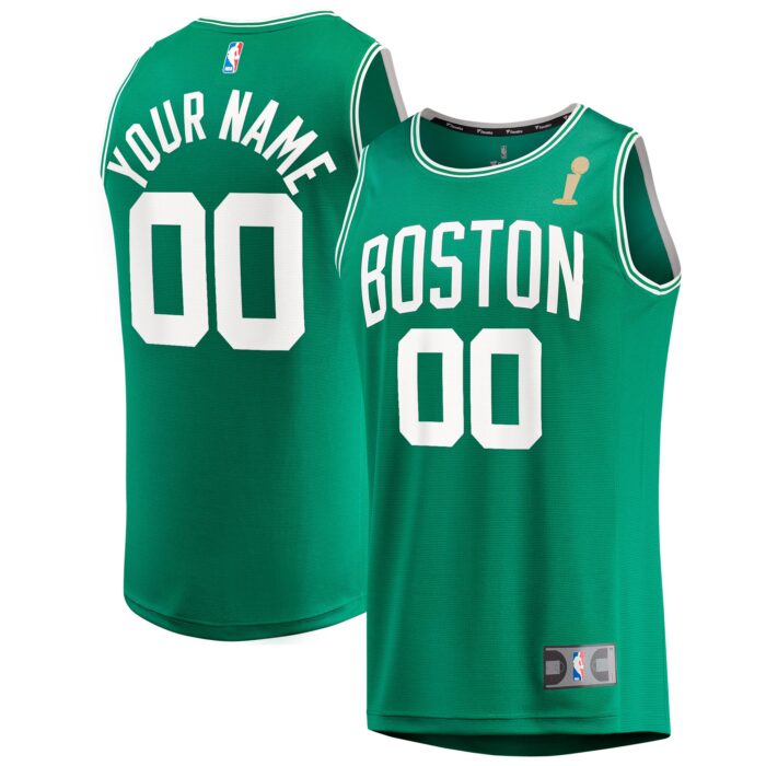 Men’s Boston Celtics Fanatics Kelly Green 2024 NBA Finals Champions Custom Fast Break Jersey – Icon Edition