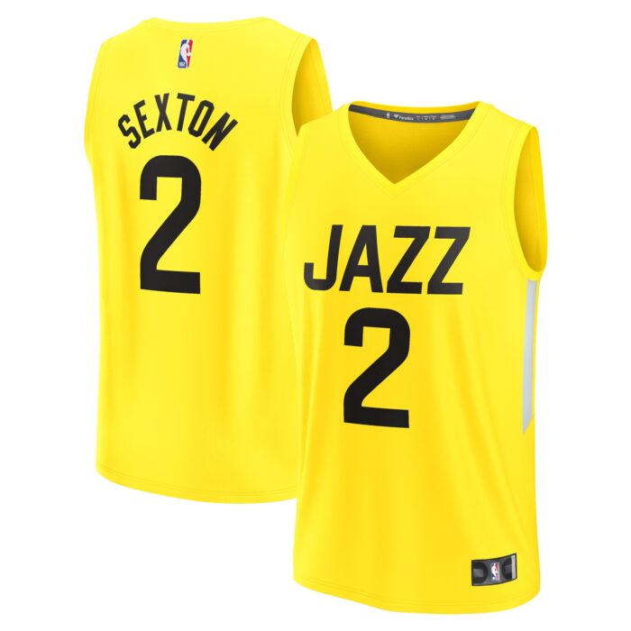 Youth Utah Jazz Collin Sexton Fanatics Yellow Fast Break Player Jersey – Icon Edition