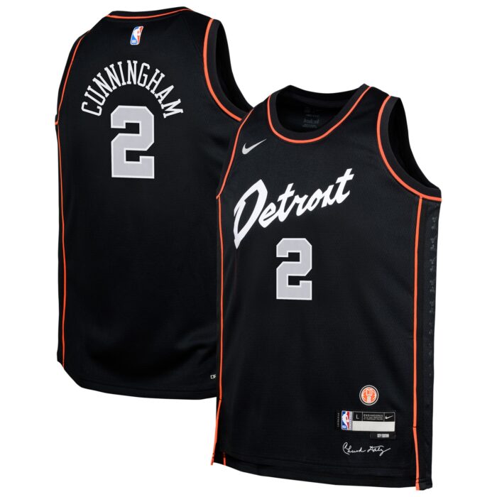 Youth Detroit Pistons Cade Cunningham Nike Black Swingman Replica Jersey – City Edition